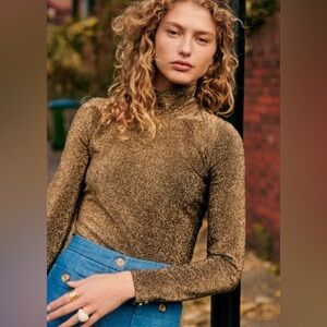 Sezane Omaya Jumper - Gold Metallic Sézane Top Size M